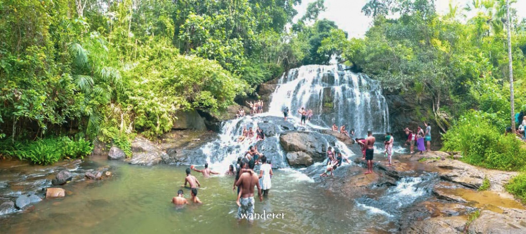 Crowd in algama waterfall on weekends